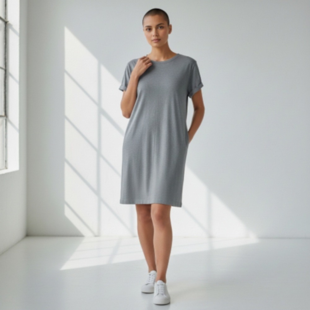 Lululemon Size 10 Gray Tencel Stretch T-Shirt Dress Casual Athleisure loungewear